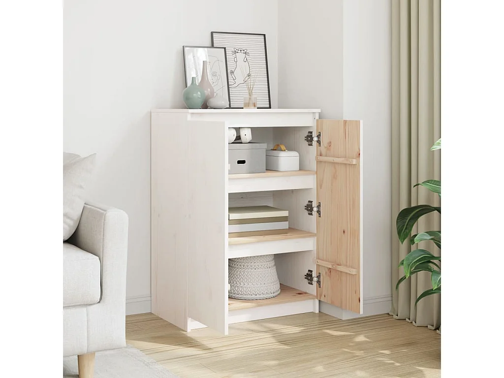 Wit dressoir 60x36x84 cm massief grenenhout