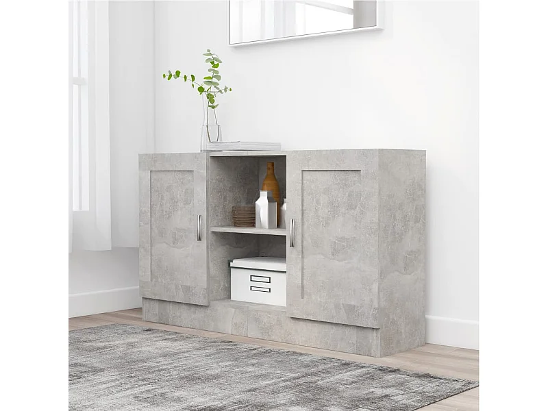 Credenza grigio cemento 120x30,5x70 cm in legno ingegnerizzato