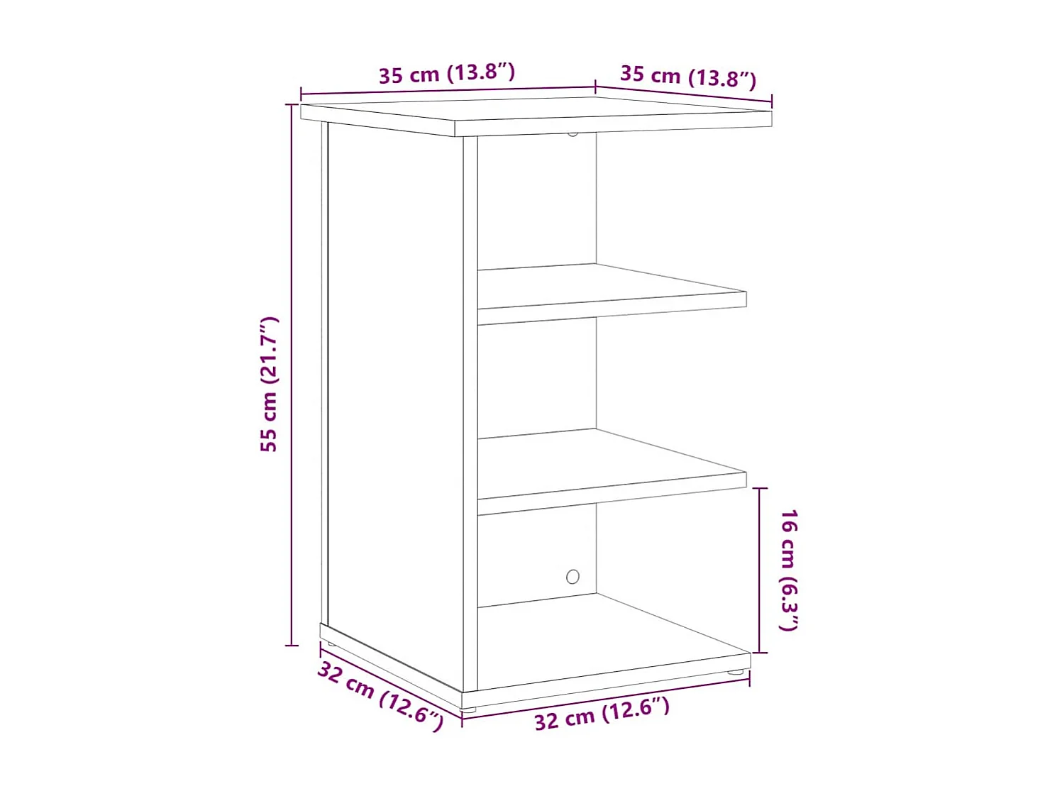 Buffet vieux bois 35x35x55 cm bois d'ingénierie