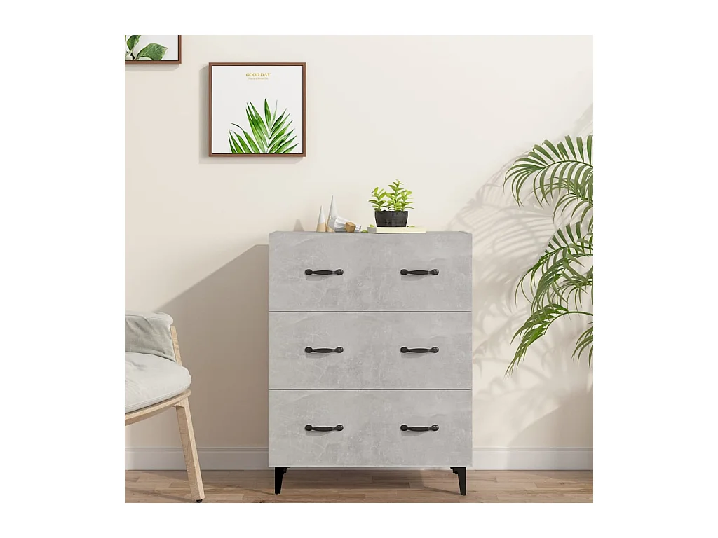 Buffet gris béton 69,5x34x90 cm bois d'ingénierie