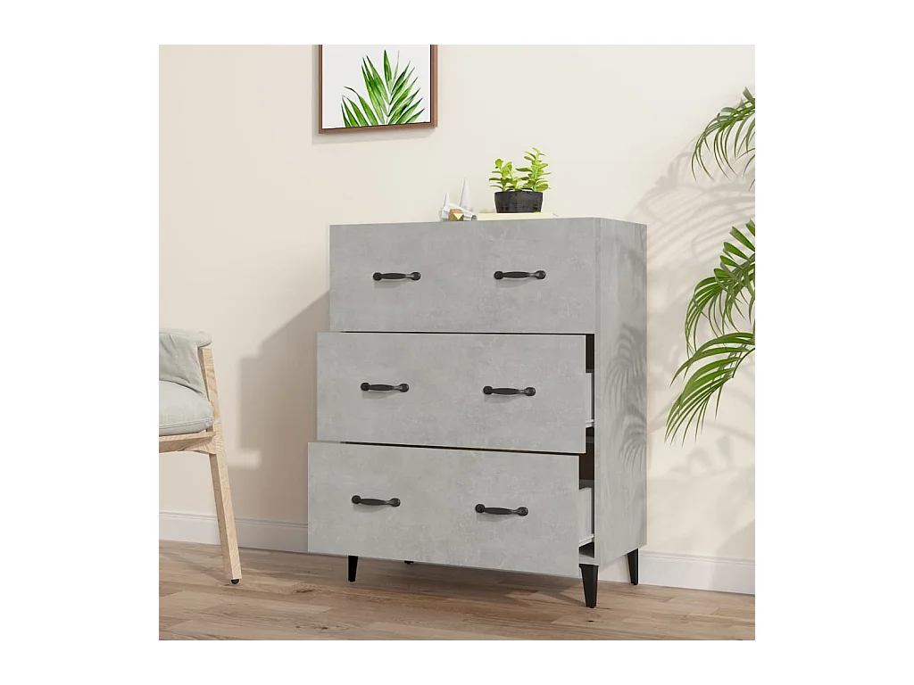 Buffet gris béton 69,5x34x90 cm bois d'ingénierie