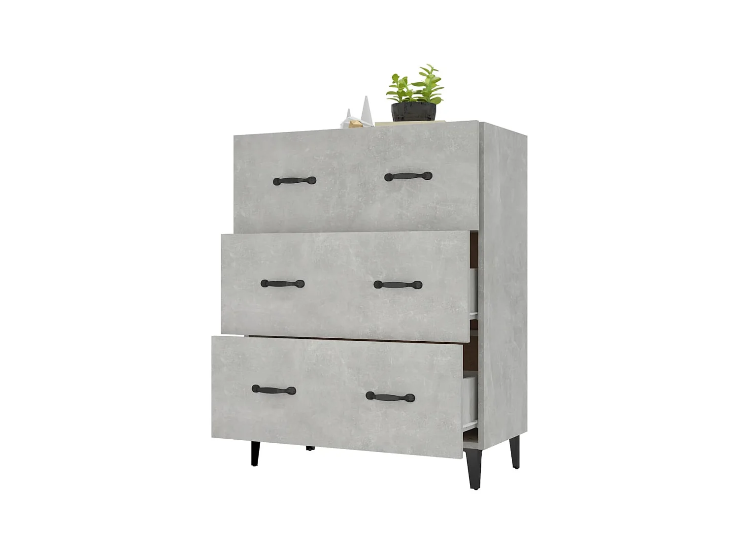 Buffet gris béton 69,5x34x90 cm bois d'ingénierie