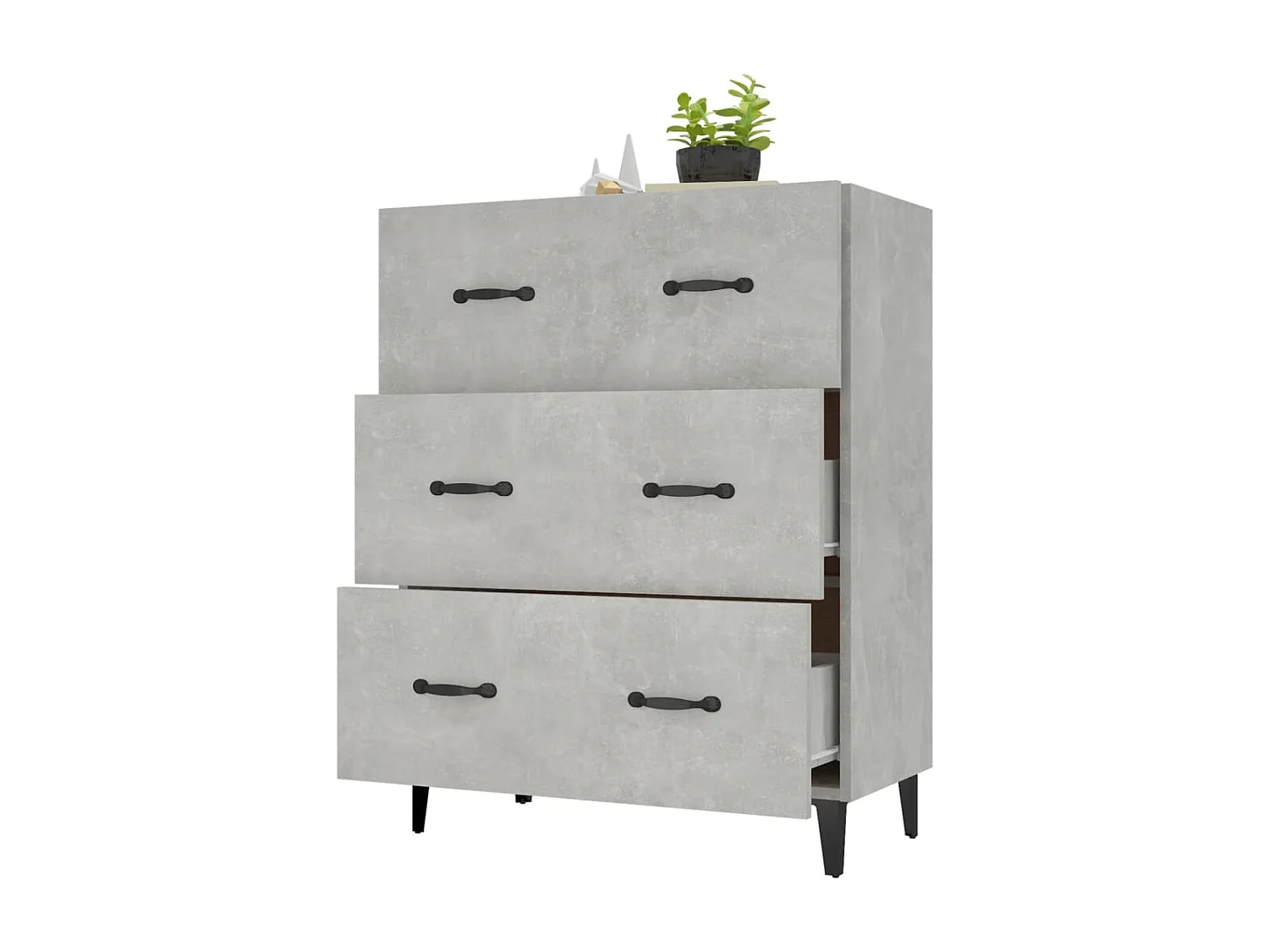Betongrijs dressoir 69,5x34x90 cm bewerkt hout