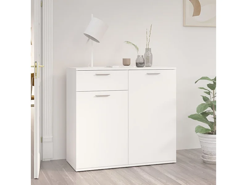 Buffet blanc 80x36x75 cm bois d'ingénierie