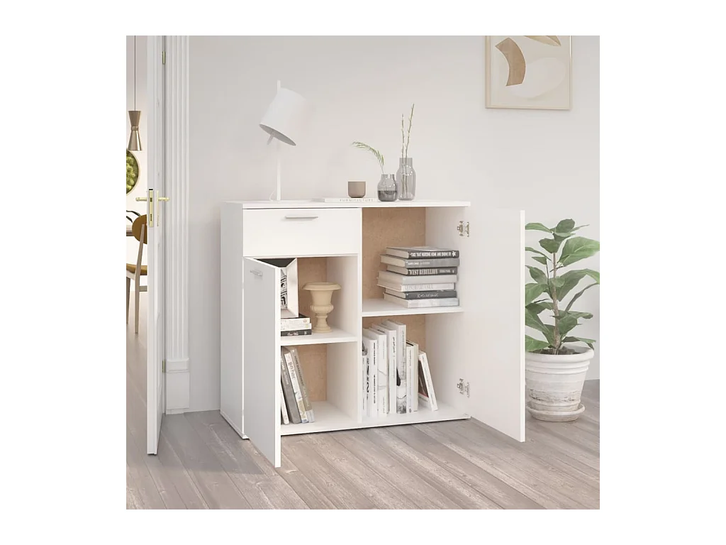 Buffet blanc 80x36x75 cm bois d'ingénierie