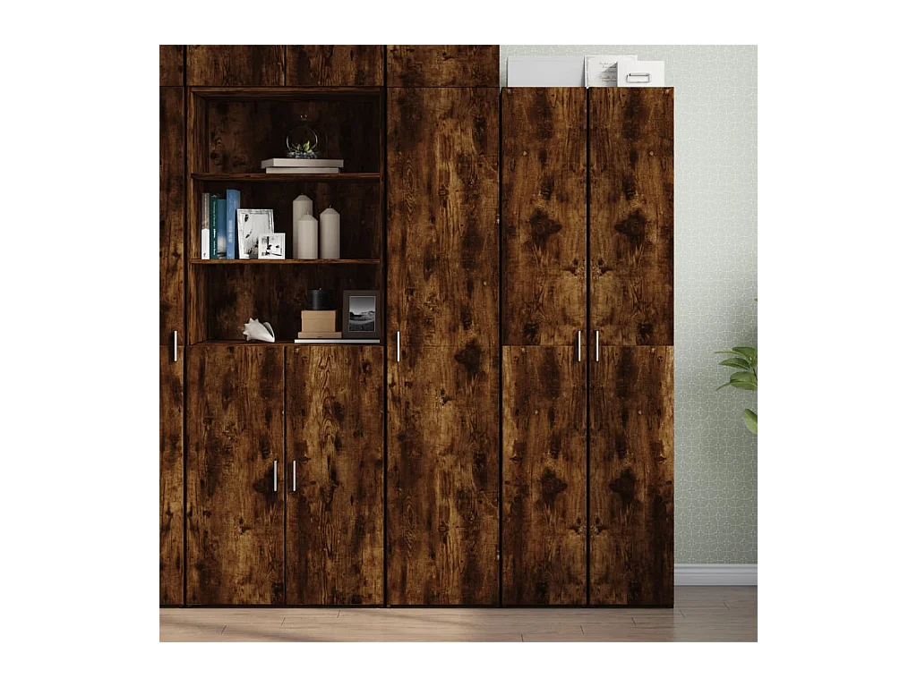 Buffet haut chêne fumé 40x42,5x185 cm bois d'ingénierie