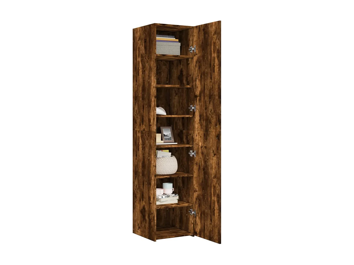 Buffet haut chêne fumé 40x42,5x185 cm bois d'ingénierie