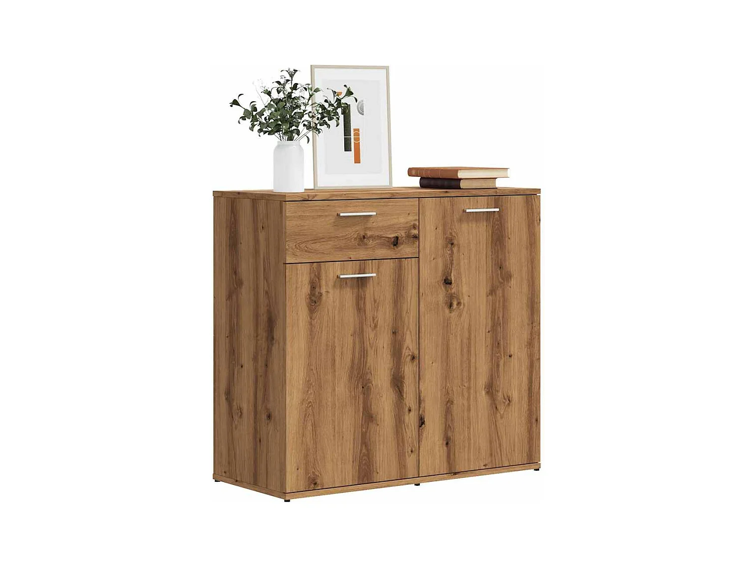 Buffet chêne artisanal 80x36x75 cm bois d'ingénierie