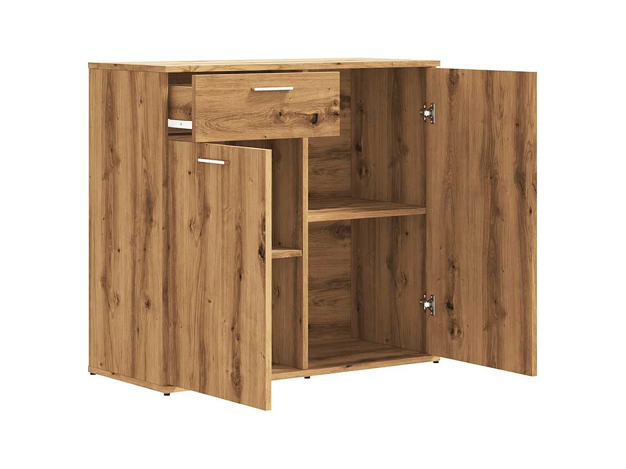 Buffet chêne artisanal 80x36x75 cm bois d'ingénierie