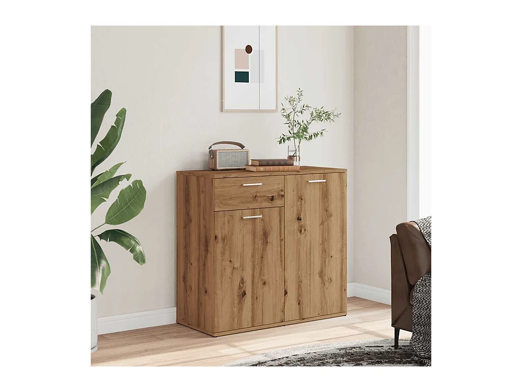 Buffet chêne artisanal 80x36x75 cm bois d'ingénierie