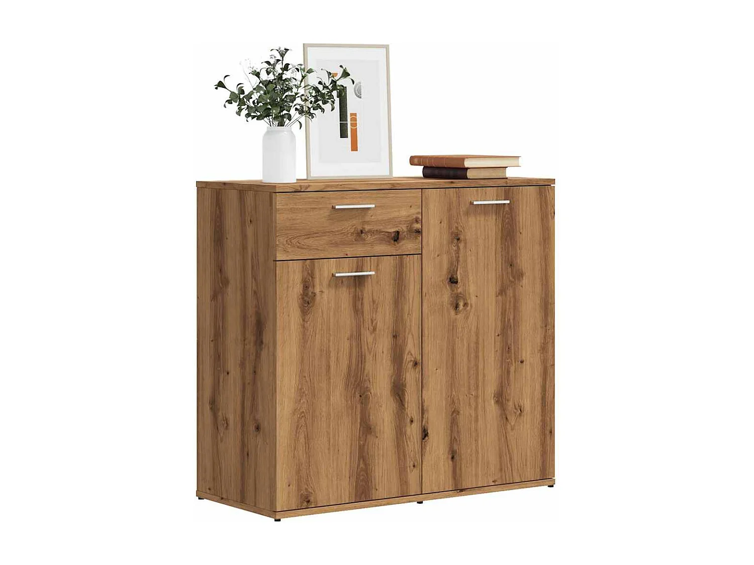 Buffet chêne artisanal 80x36x75 cm bois d'ingénierie