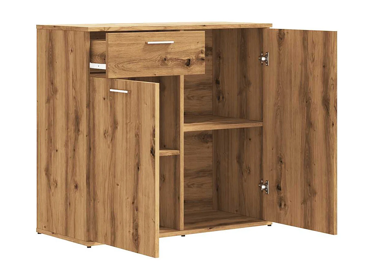 Buffet chêne artisanal 80x36x75 cm bois d'ingénierie
