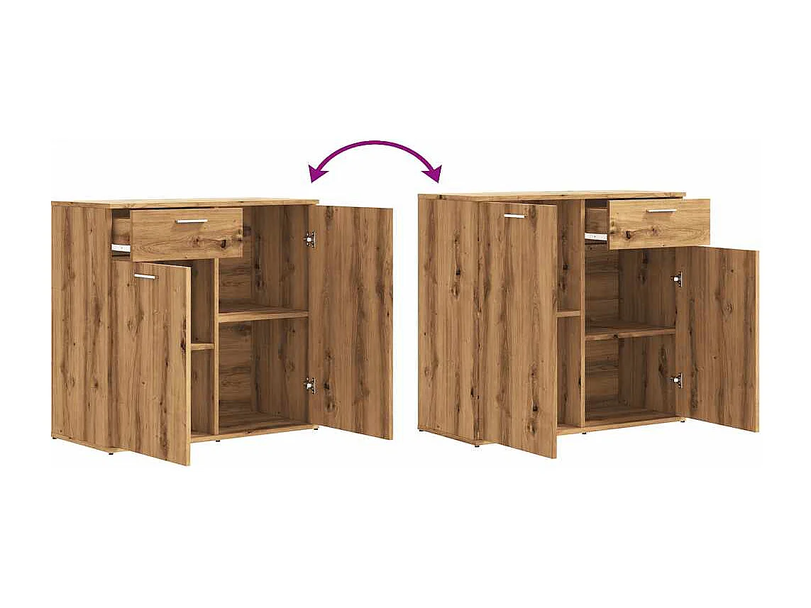 Buffet chêne artisanal 80x36x75 cm bois d'ingénierie