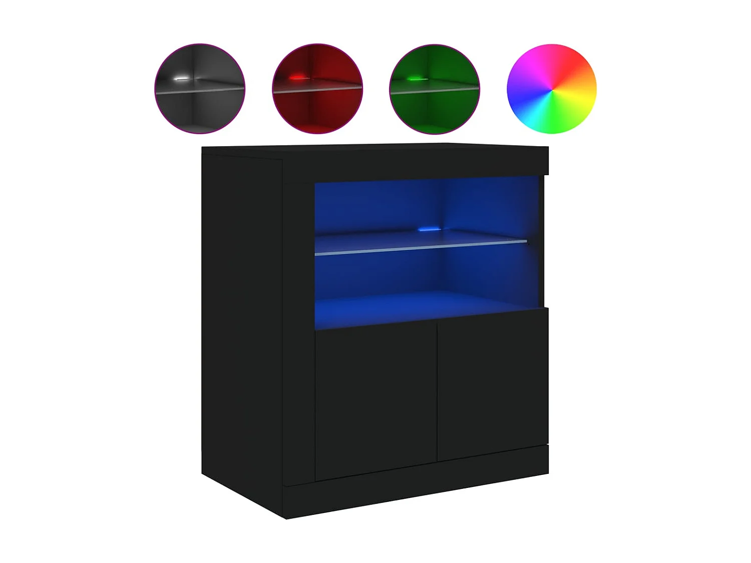 Buffet avec lumières LED noir 60,5x37x67 cm