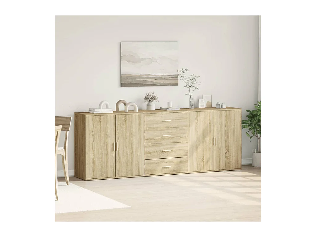Buffets 3 pcs Chêne sonoma Bois d'ingénierie