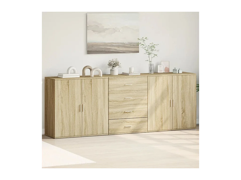 Buffets 3 pcs Chêne sonoma Bois d'ingénierie