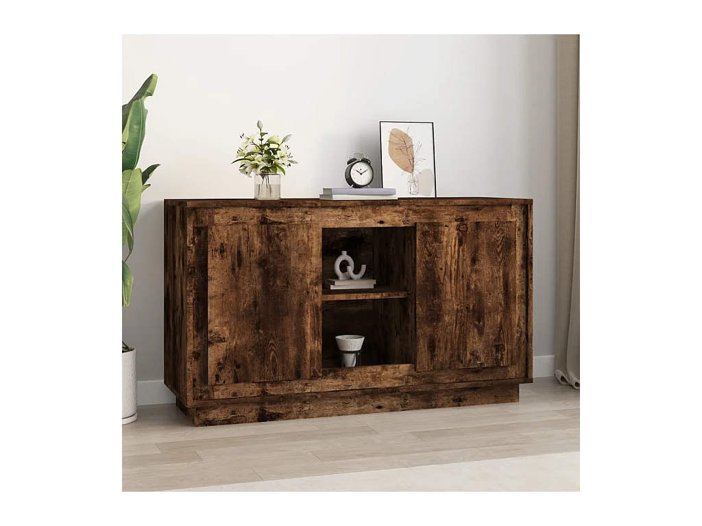 Buffet chêne fumé 102x35x60 cm bois d'ingénierie