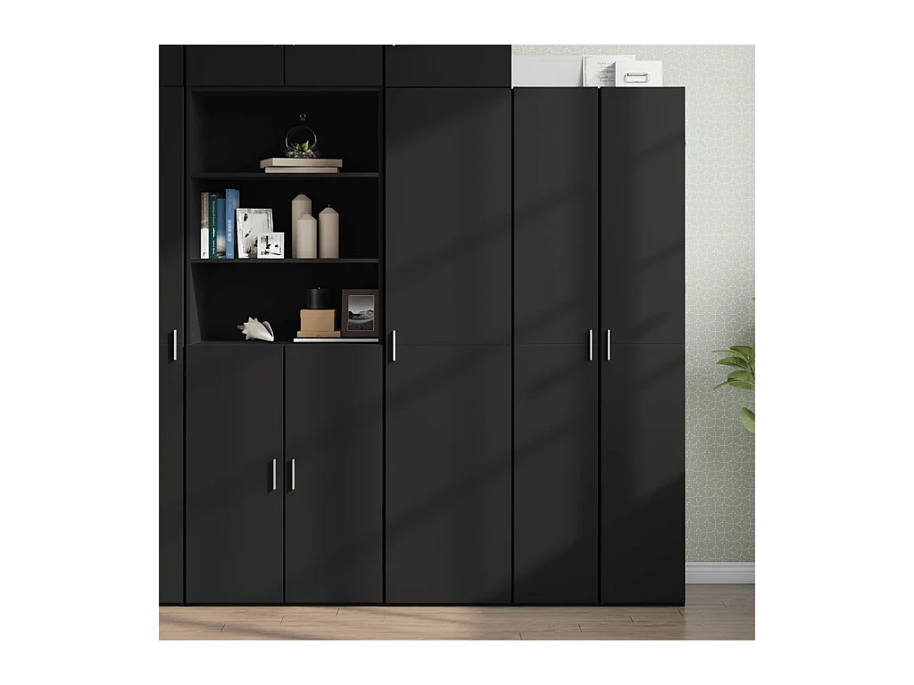 Buffet haut noir 45x42,5x185 cm bois d'ingénierie