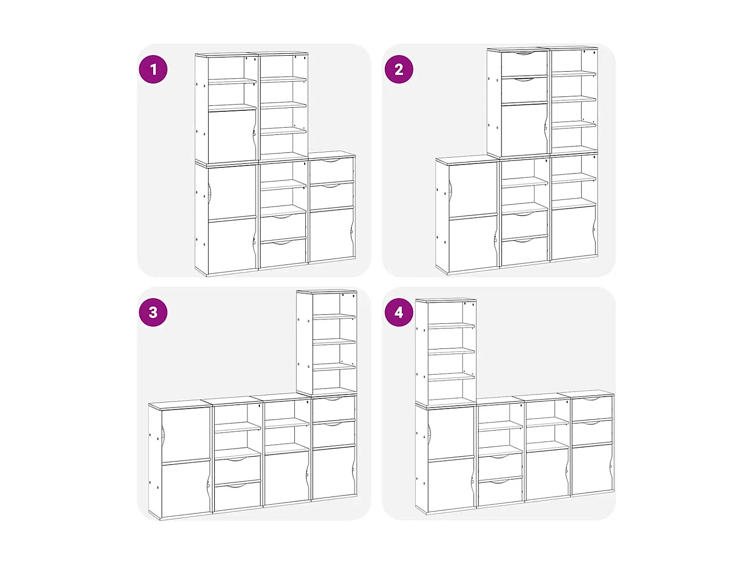 Armoires latérales 5 pcs ODDA 40x24x79 cm bois massif pin