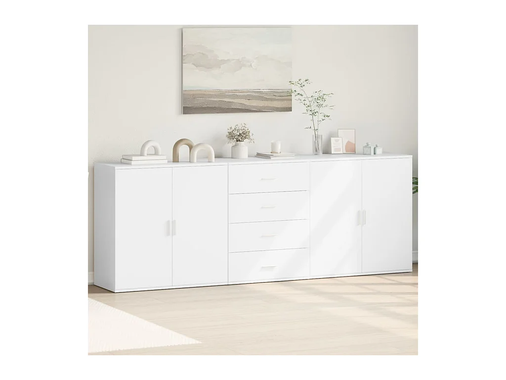 Buffets 3 pcs Blanc Bois d'ingénierie