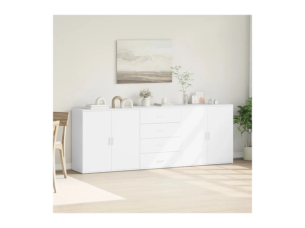 Buffets 3 pcs Blanc Bois d'ingénierie