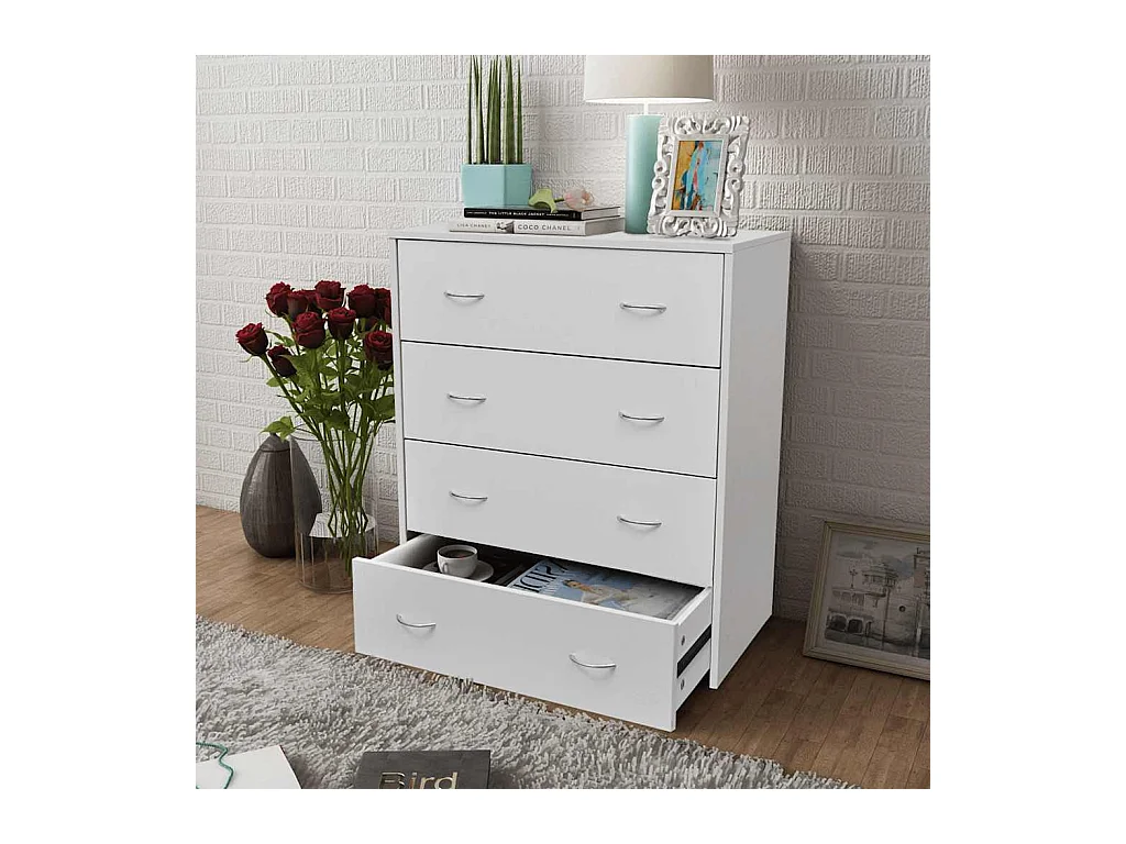 Credenza con 4 cassetti 60x30,5x71 cm Bianco
