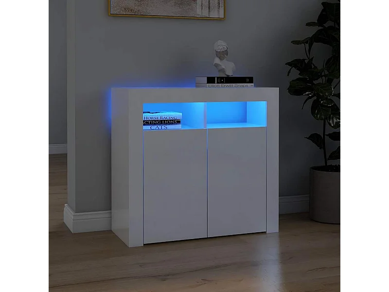 Dressoir met LED-verlichting in glanzend wit 80x35x75 cm