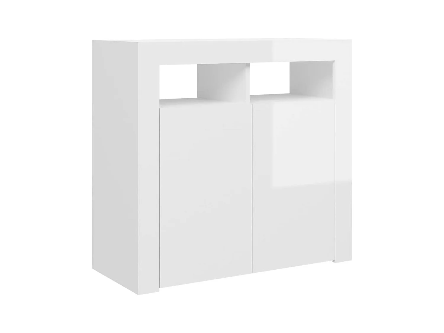 Buffet avec lumières LED blanc brillant 80x35x75 cm