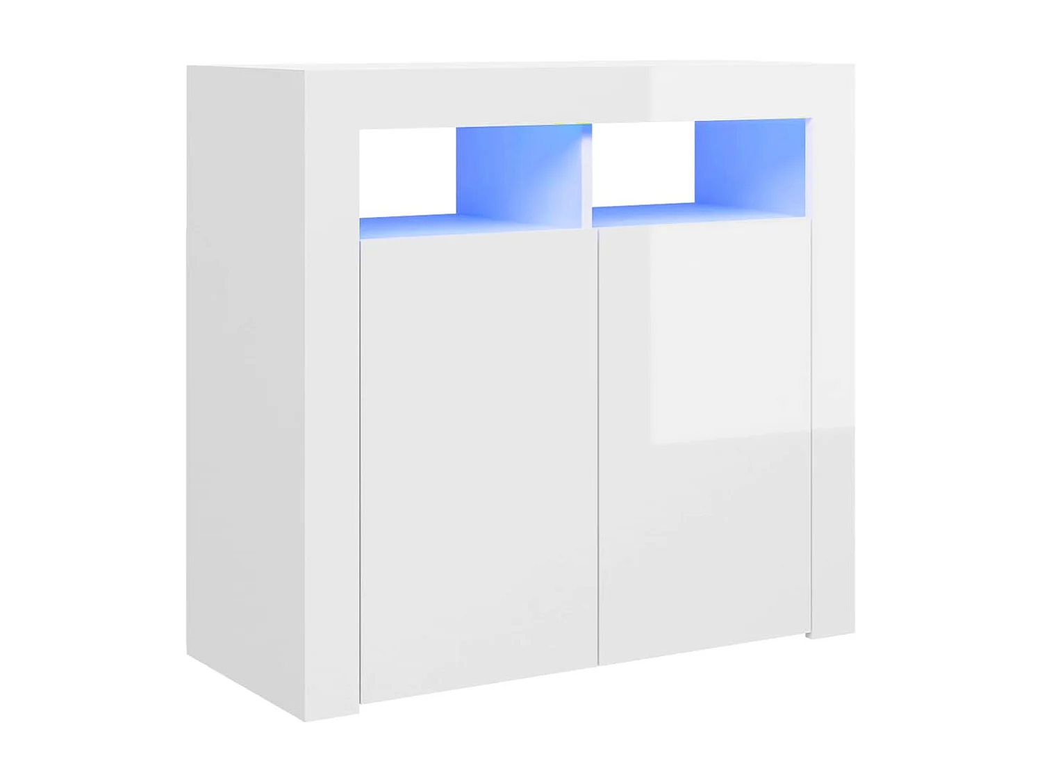 Buffet avec lumières LED blanc brillant 80x35x75 cm