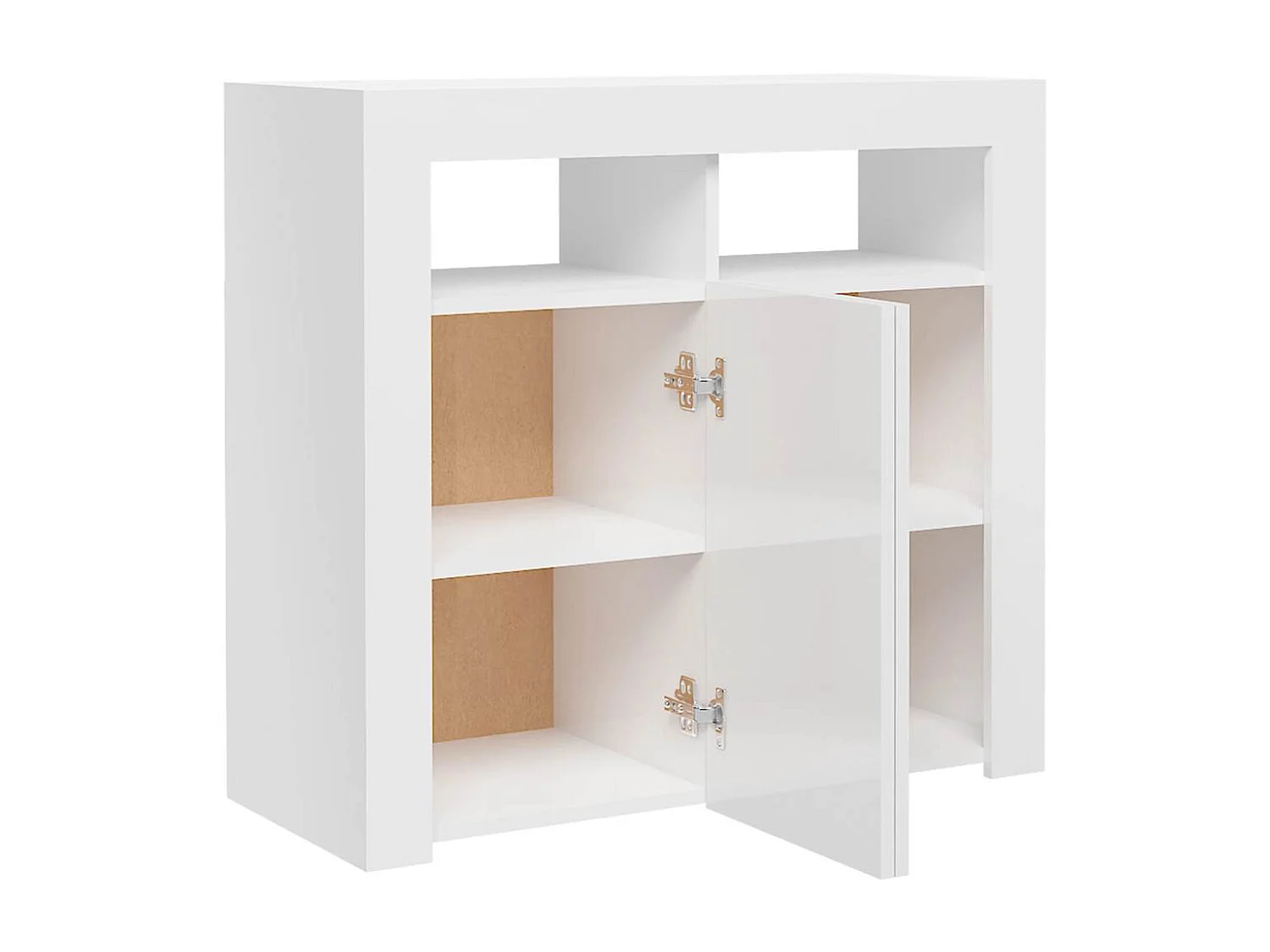 Buffet avec lumières LED blanc brillant 80x35x75 cm