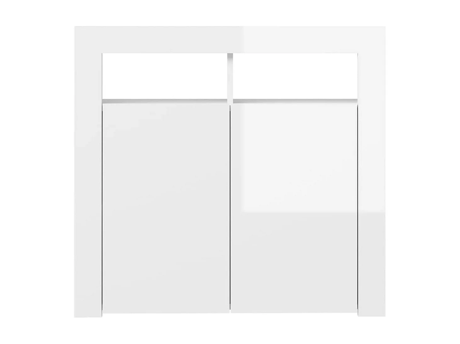 Buffet avec lumières LED blanc brillant 80x35x75 cm