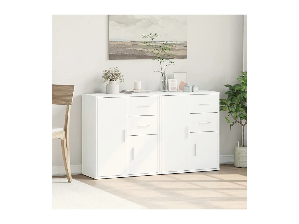 Buffets 2 pcs blanc 60x31x70 cm bois d'ingénierie