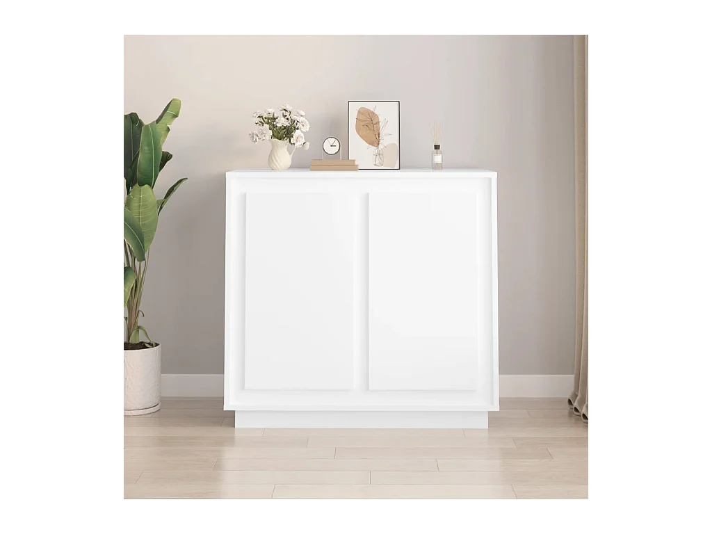 Buffet blanc 80x34x75 cm bois d'ingénierie