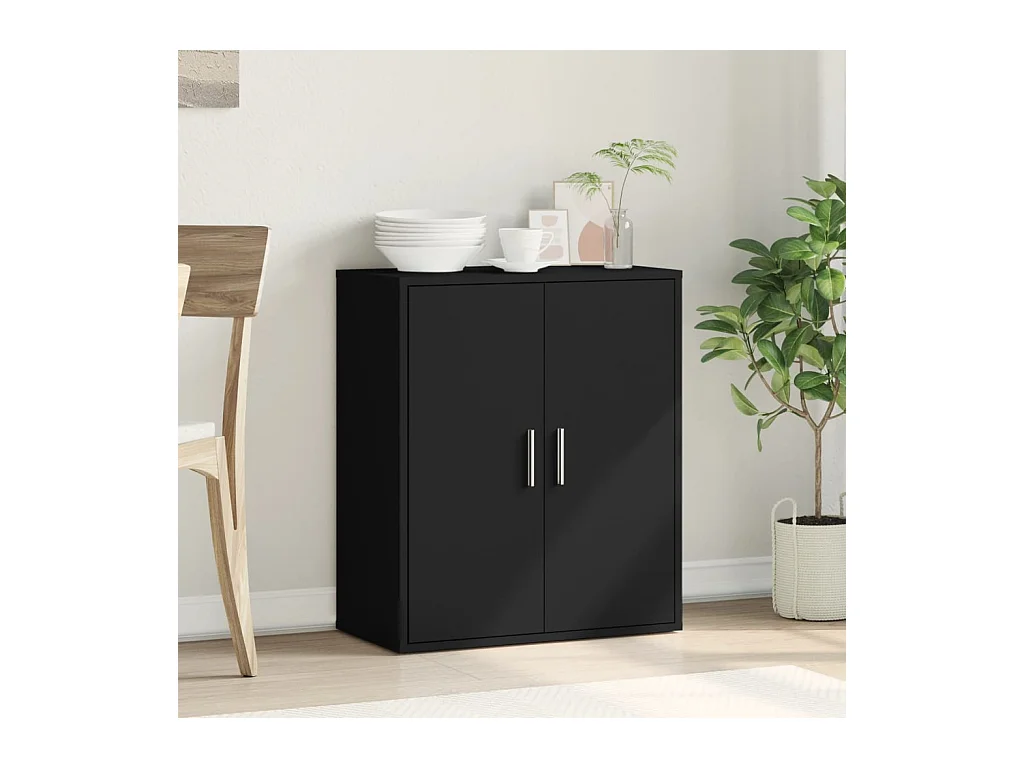 Buffet noir 79x38x80 cm bois d'ingénierie