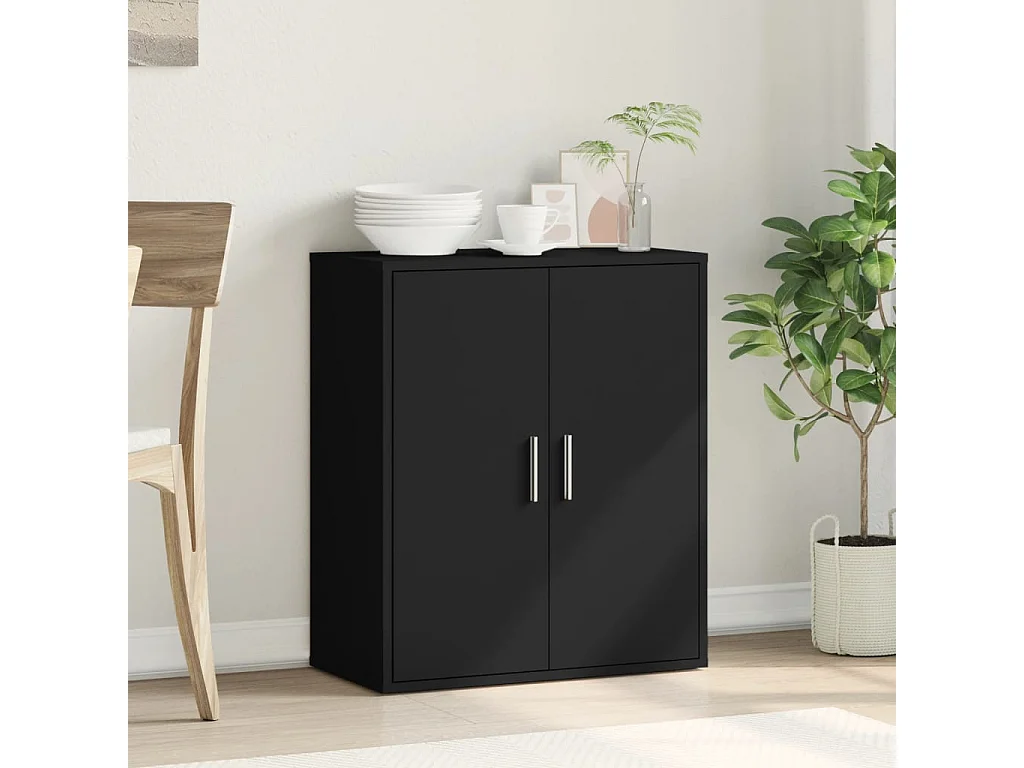 Buffet noir 79x38x80 cm bois d'ingénierie