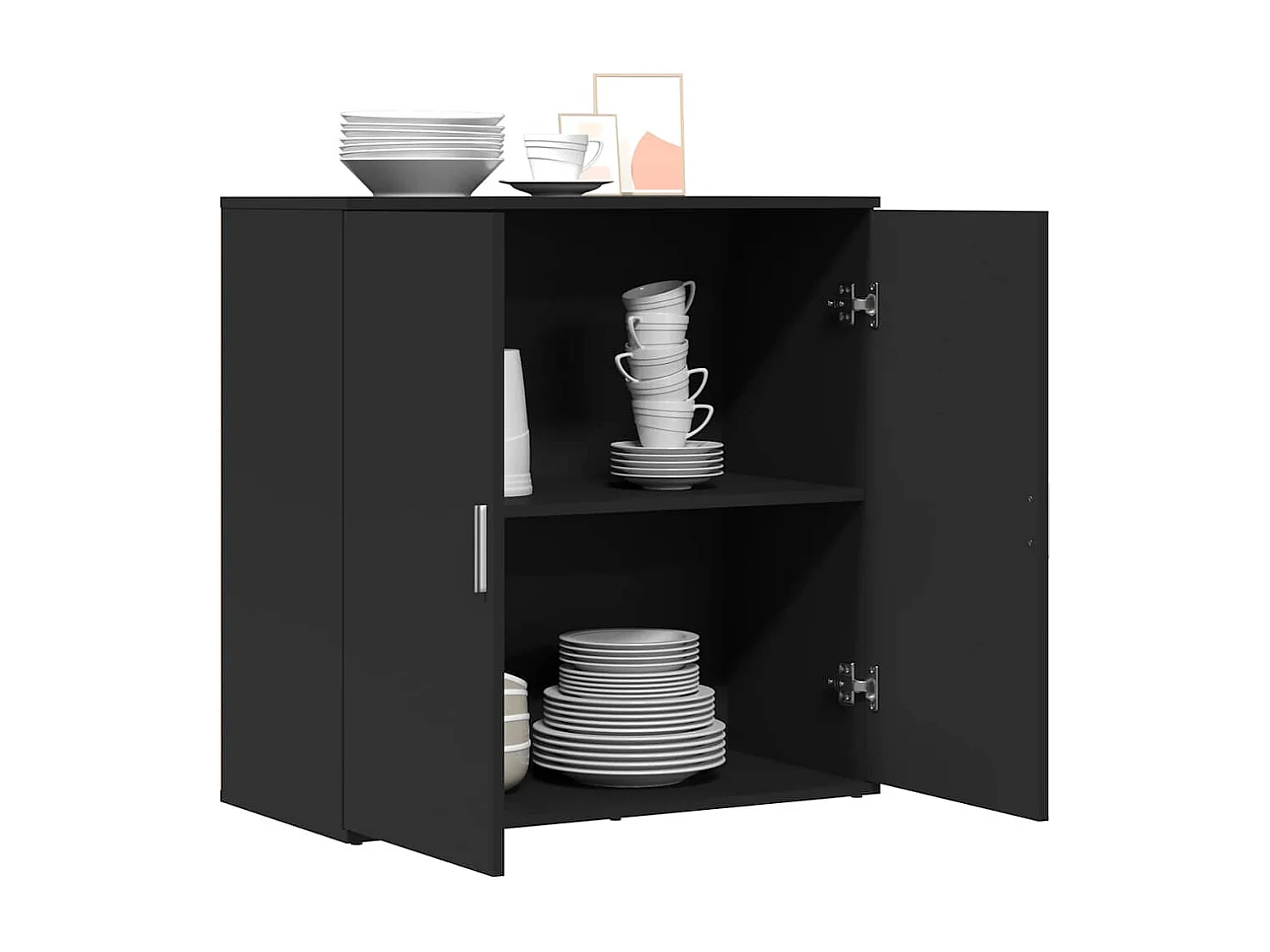 Buffet noir 79x38x80 cm bois d'ingénierie