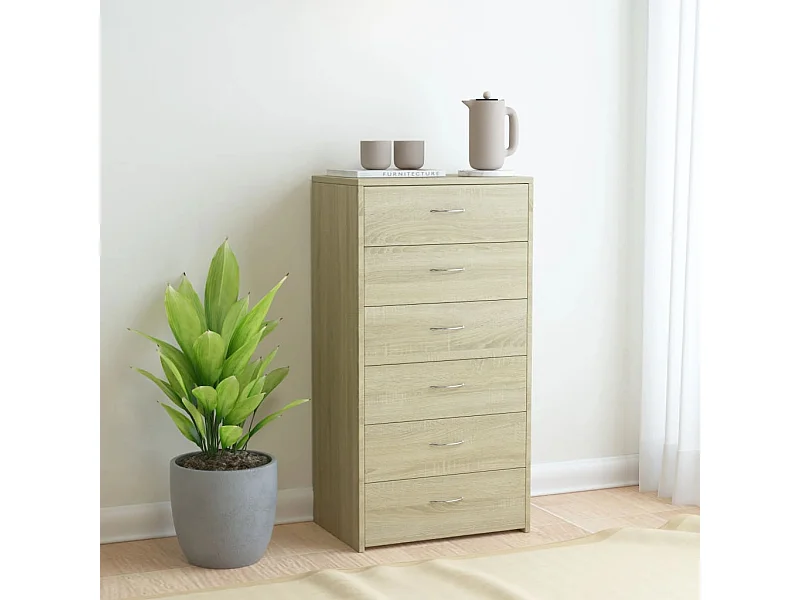 Dressoir met 6 lades Sonoma eiken 50x34x96cm Technisch hout