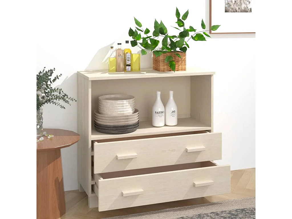 Buffet HAMAR Marron miel 85x35x80 cm Bois massif de pin