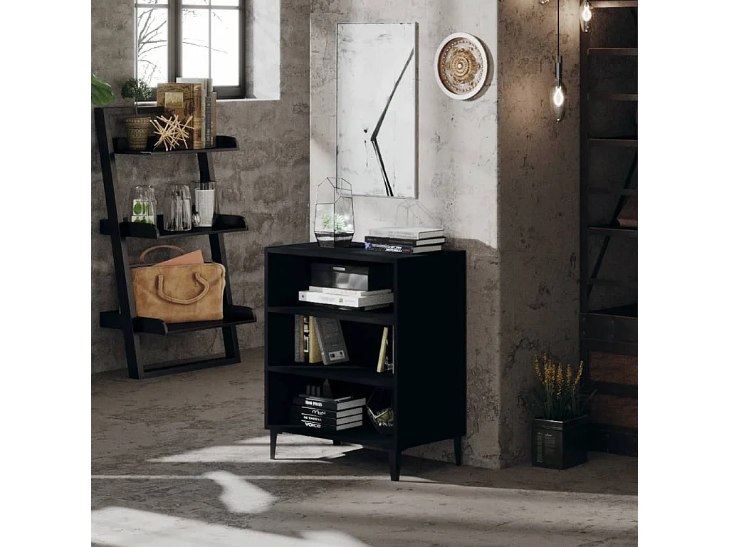 Buffet noir 57x35x70 cm bois d’ingénierie