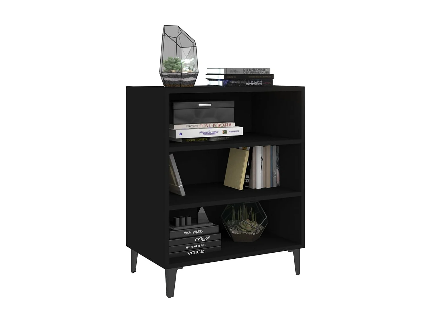 Buffet noir 57x35x70 cm bois d’ingénierie