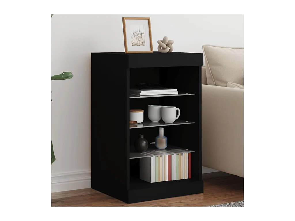 Buffet avec lumières LED noir 41x37x67 cm