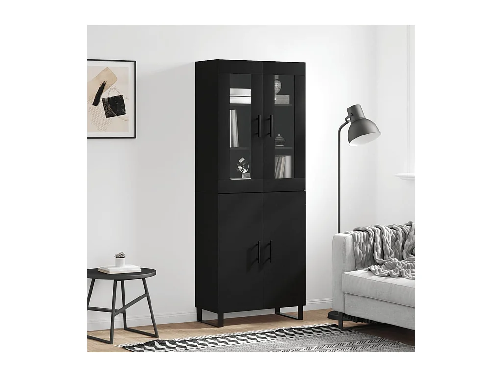 Buffet haut Noir 69,5x34x180 cm Bois d'ingénierie