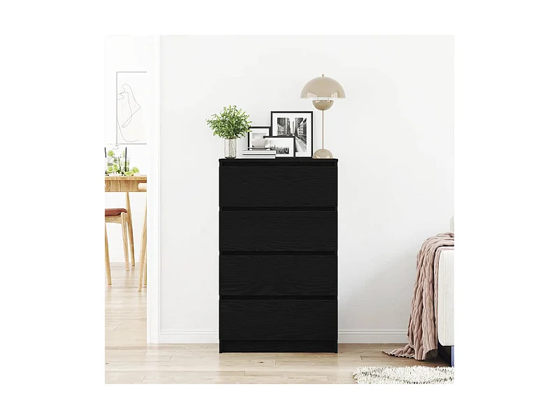 Buffet chêne noir 60x35x98,5 cm bois d'ingénierie