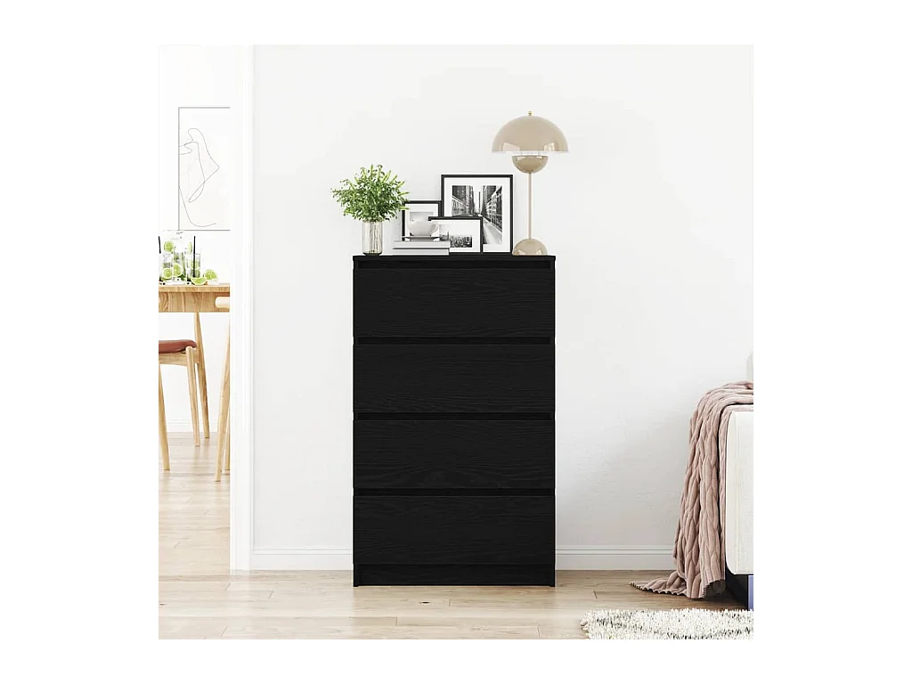Buffet chêne noir 60x35x98,5 cm bois d'ingénierie