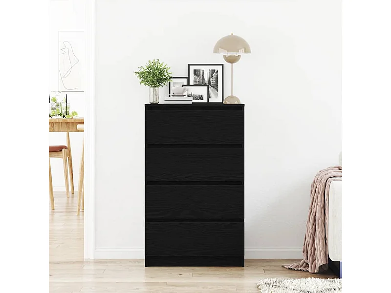 Zwarte eikenhouten dressoir 60x35x98,5 cm bewerkt hout