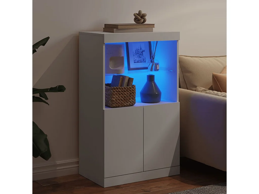 Credenza con luci LED bianche 60,5x37x100 cm