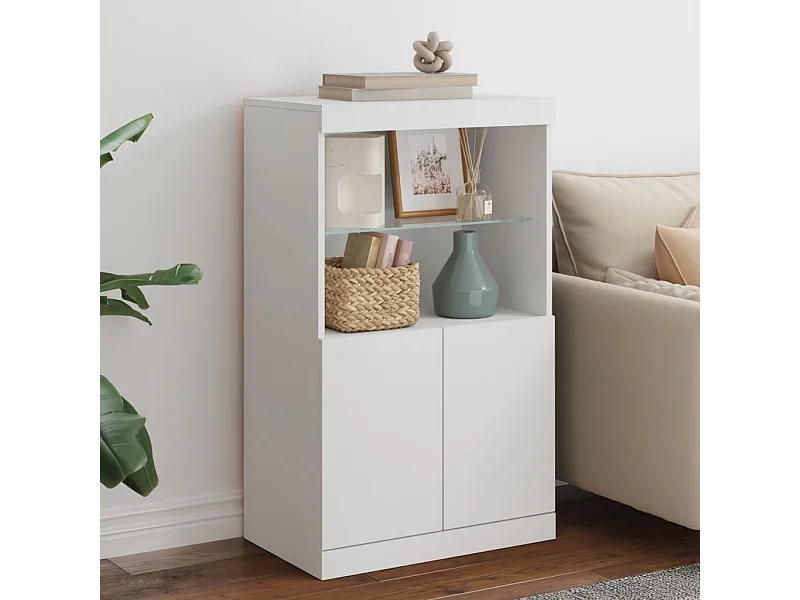 Credenza con luci LED bianche 60,5x37x100 cm