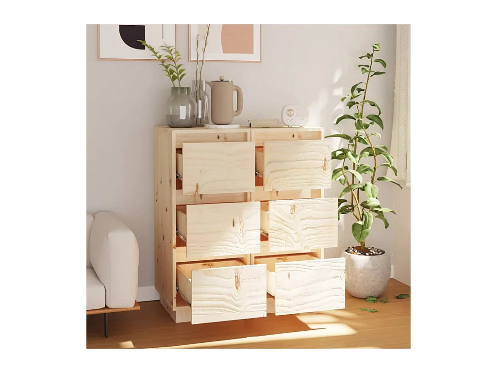 Buffets 2 pcs 32x34x75 cm Bois massif de pin