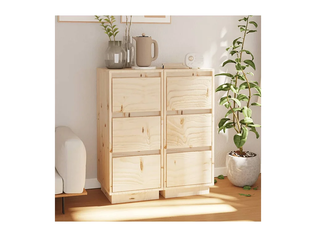 Buffets 2 pcs 32x34x75 cm Bois massif de pin