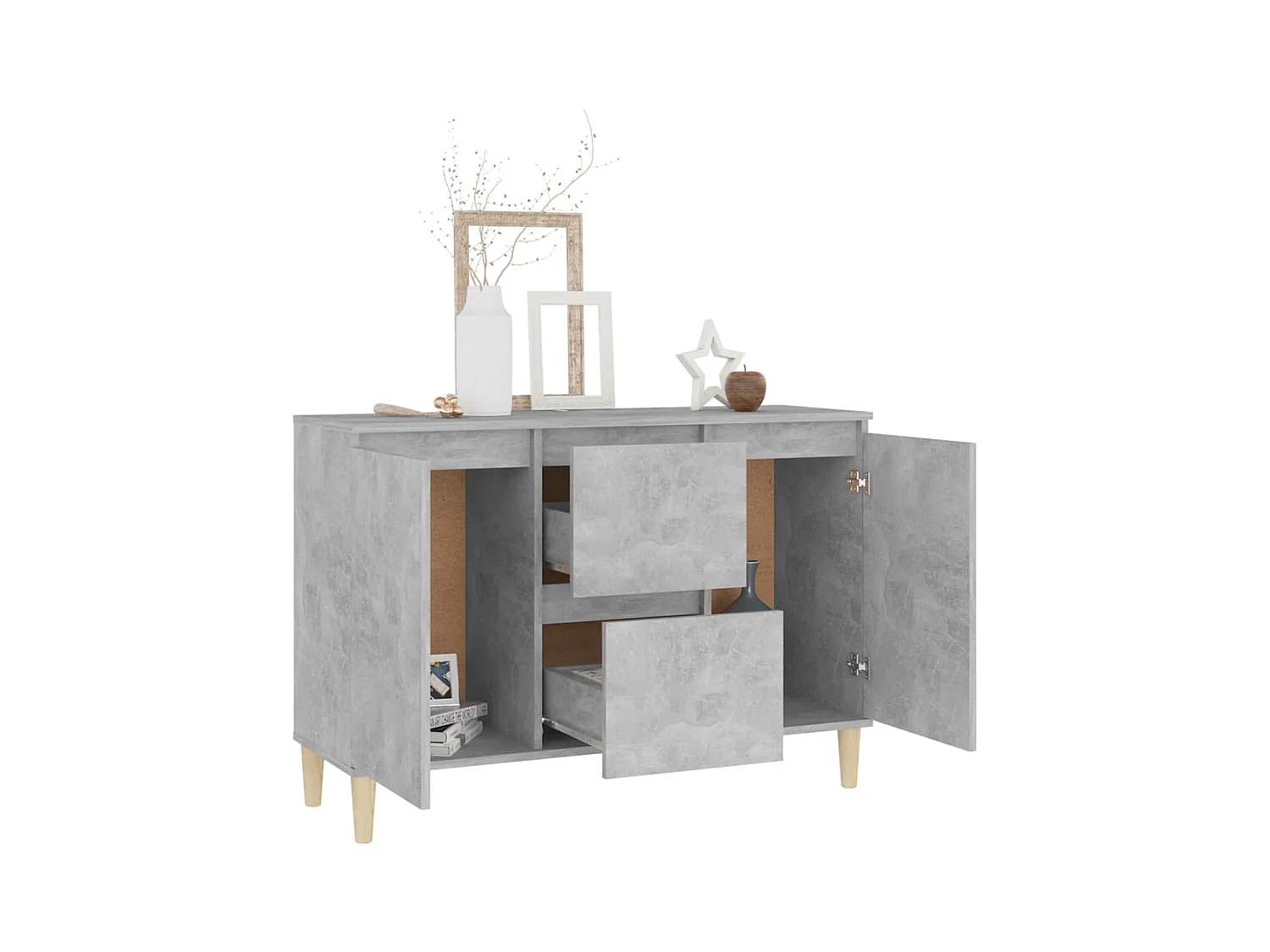 Buffet gris béton 101x35x70 cm bois d'ingénierie